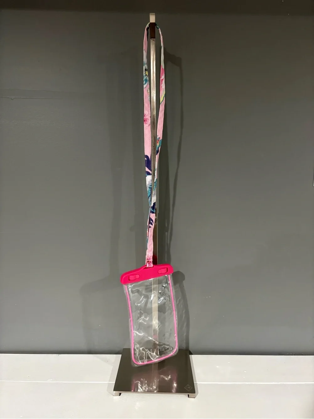 Vera Bradley Clear Pink Trim Floral Lanyard Phone Pouch